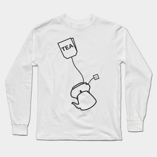 Tea bag and kettle Long Sleeve T-Shirt by aceofspace